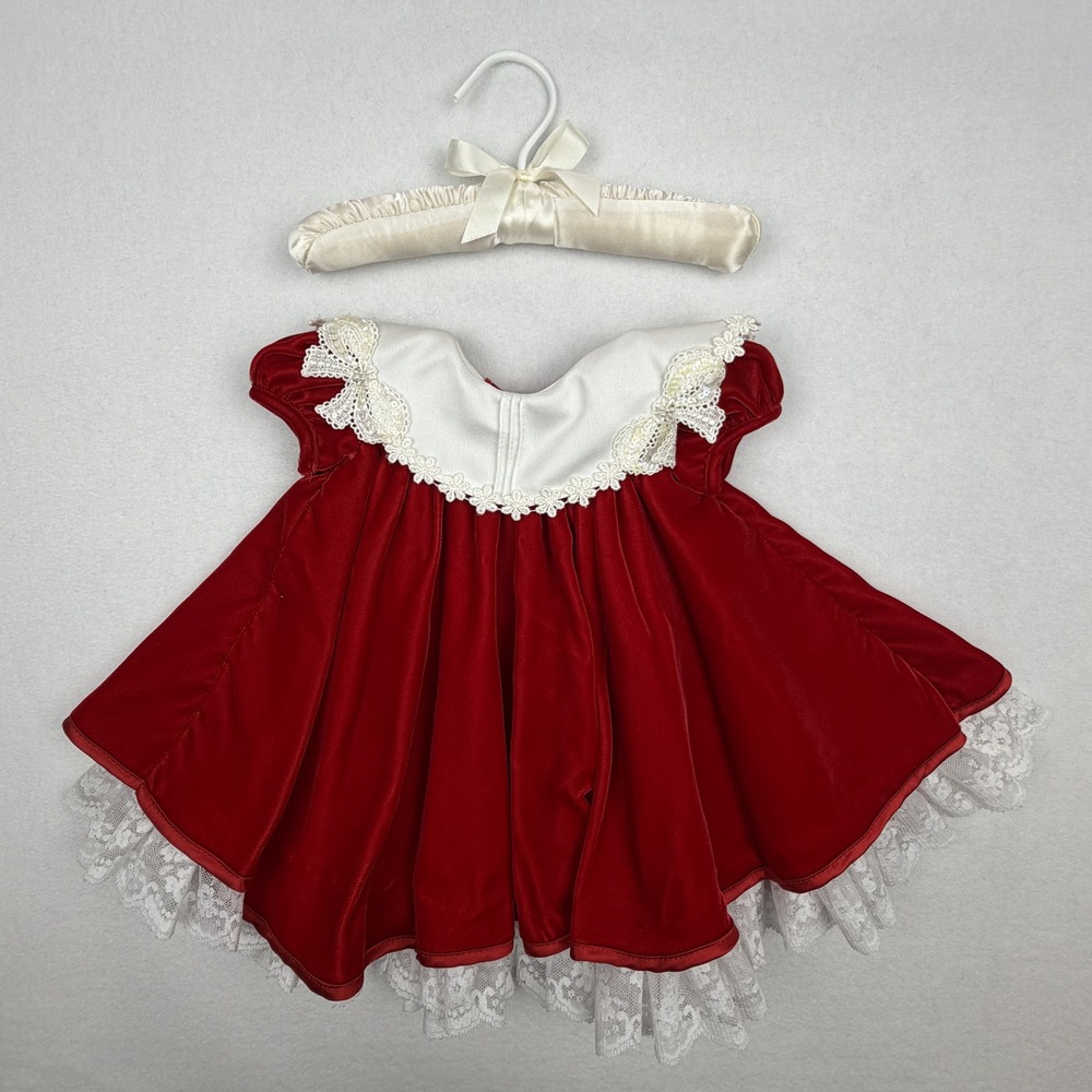 Vintage C.I. Castro & Co Red Velvet Lace Baby Girl Holiday Dress 3 Months USA